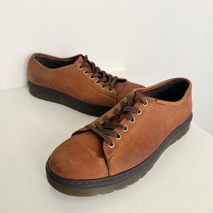 Dr. Martens Farrell 6 Eye Sneaker Shoe Waxed Brown Aniline Leather Lace Men's 11